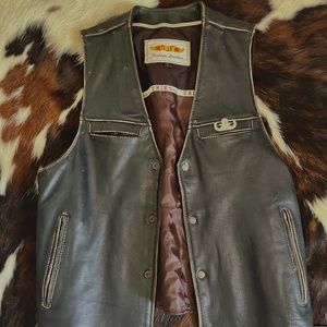 Mens leather vest biker